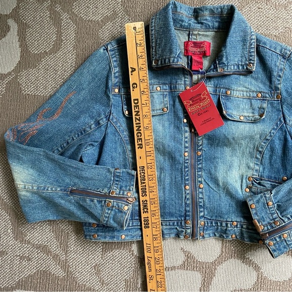 PARIS BLUES Denim Stone Wash Cropped Jacket Riveted Zippered Size 1X NWT - Picture 8 of 15